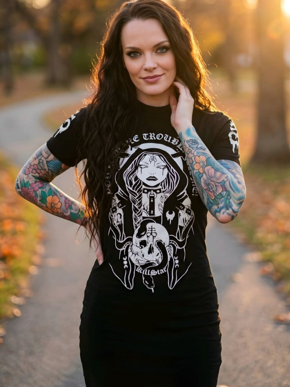 Killstar ✦ Trouble Mini Dress ✦ Graphic Print Cotton Comfy Short Sleeve S NWT - Picture 5 of 9